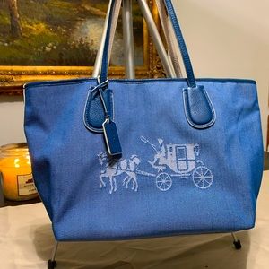 Coach Canvas Horse and Carriage Taxi Tote Denim/Chalk..never been used